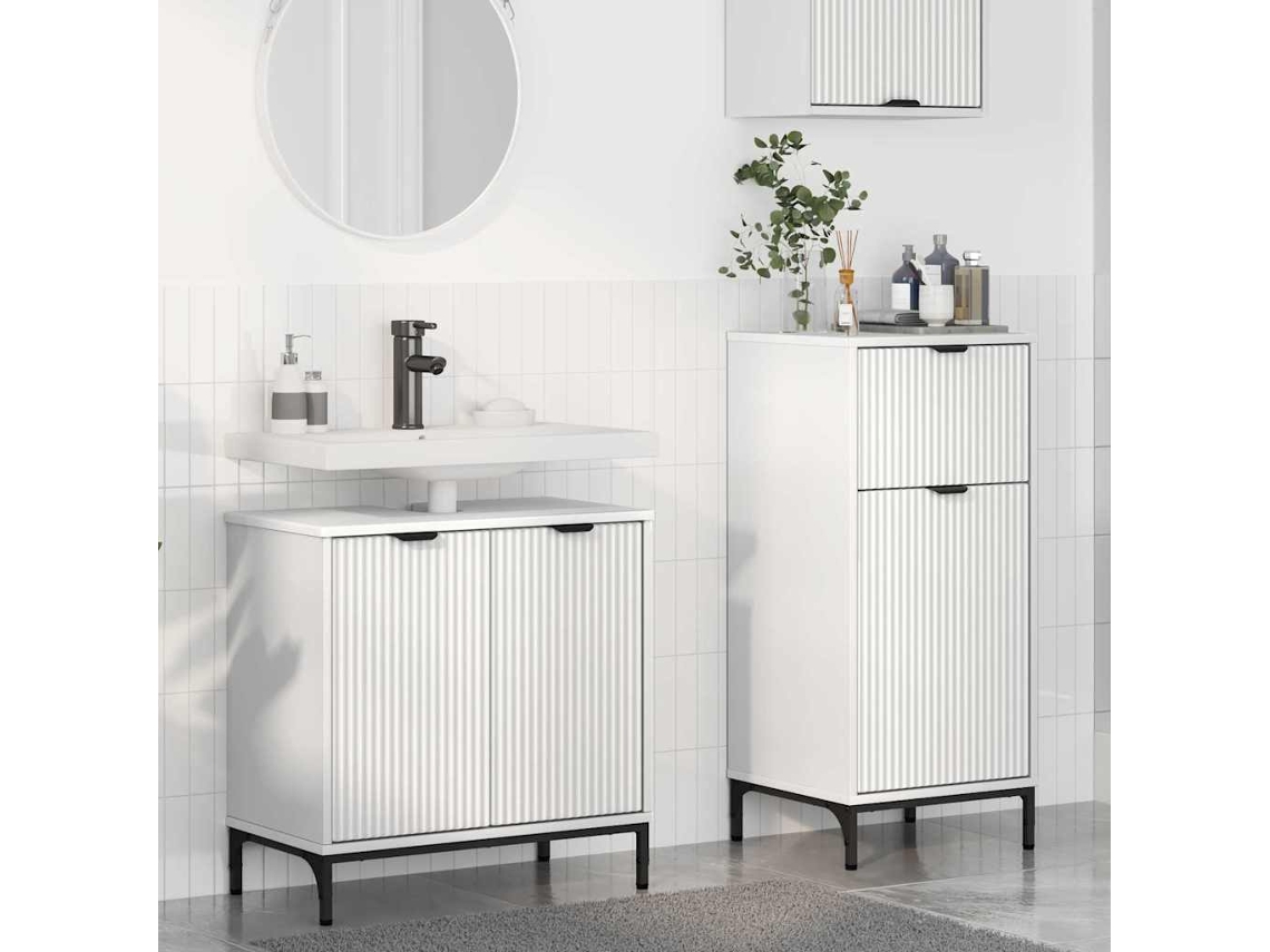 Vidaxl Conjunto De Móveis Para Banheiro Com Gaveta 2 Pcs Branco