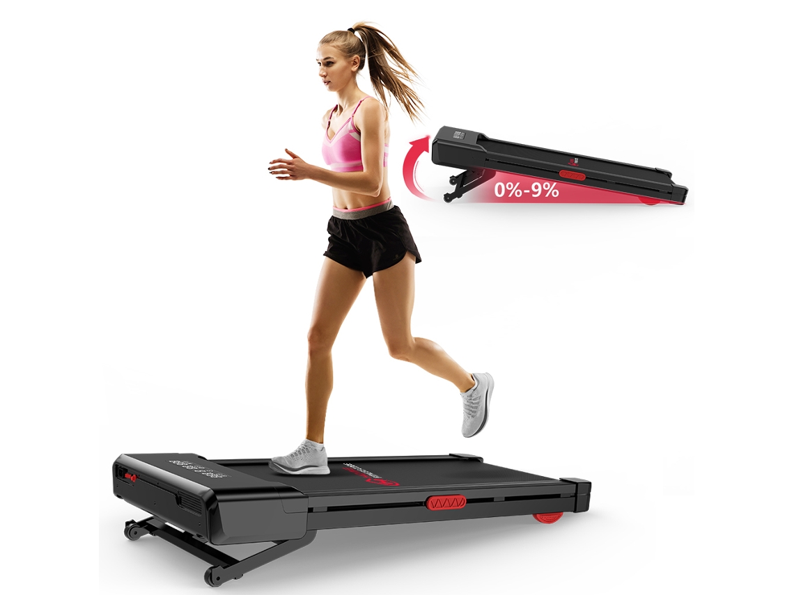 Passadeira de Corrida HOMEFITNESSCODE Y1a, Inclinação Automática 9°, 10 Km/h, 3.0hp Motor Silencioso, Até 145kg