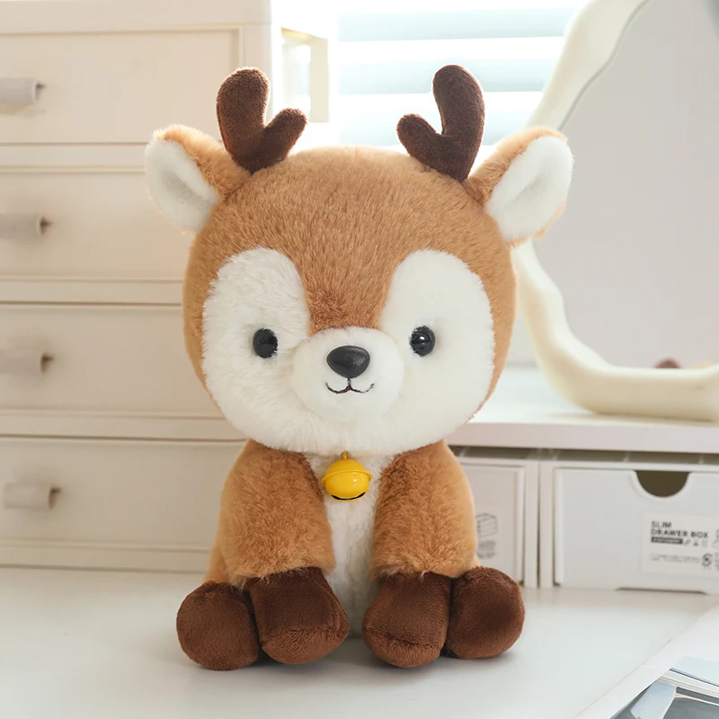 Lindo Brinquedo de Pelúcia Realista de Cervo sino em Estilo Anime, Desenho Animado. MDUG (23 Cm Sentado)