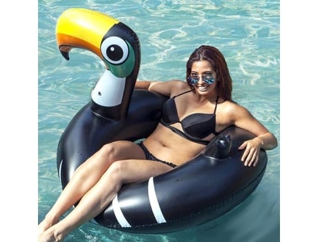 Boia inflável gigante em forma de tucano, 128 cm, multicolorida, com alças, para crianças e adultos, piscina ou praia, Tous À La Plage