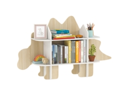 Estante Infantil De Madeira Natural Com 6 Compartimentos Para Brinquedos E Livros, 120x28x72,2cm
