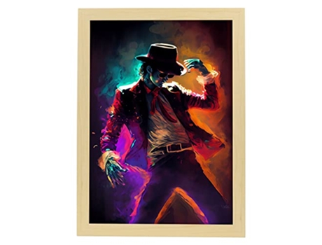 NACNIC Poster De Michael Jackson Em Estilo De Retrato De Cor Ilustrações E Desenhos Animados De Músicos E Artistas Famosos A3 Wood Marcos