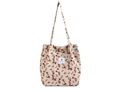 Bolsa De Compras Feminina Casual Dobrável Em Veludo Cotelê, De Alta Qualidade, Ecológica E Reutilizável, Leve E Com Alça De Ombro. Venda Por Atacado.