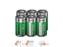 Bateria De Lítio Recarregável Tamanho D, Capacidade De 15000mwh, Cabo Usb Tipo C Incluso, 6pcs Bateria Tamanho D Oem
