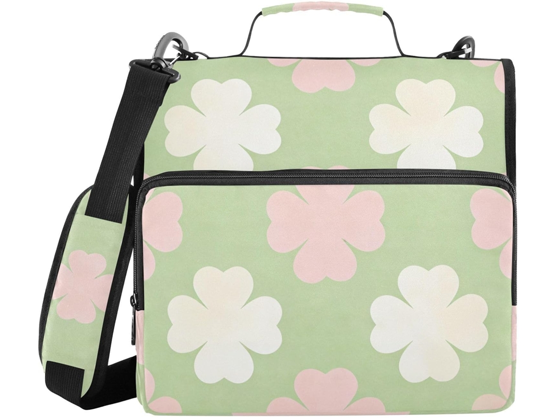Organizador De Fichário Escolar Clover St Patrick S Day Blush And Cream Com 3 Argolas 1, 5 Polegadas, Alça De Ombro