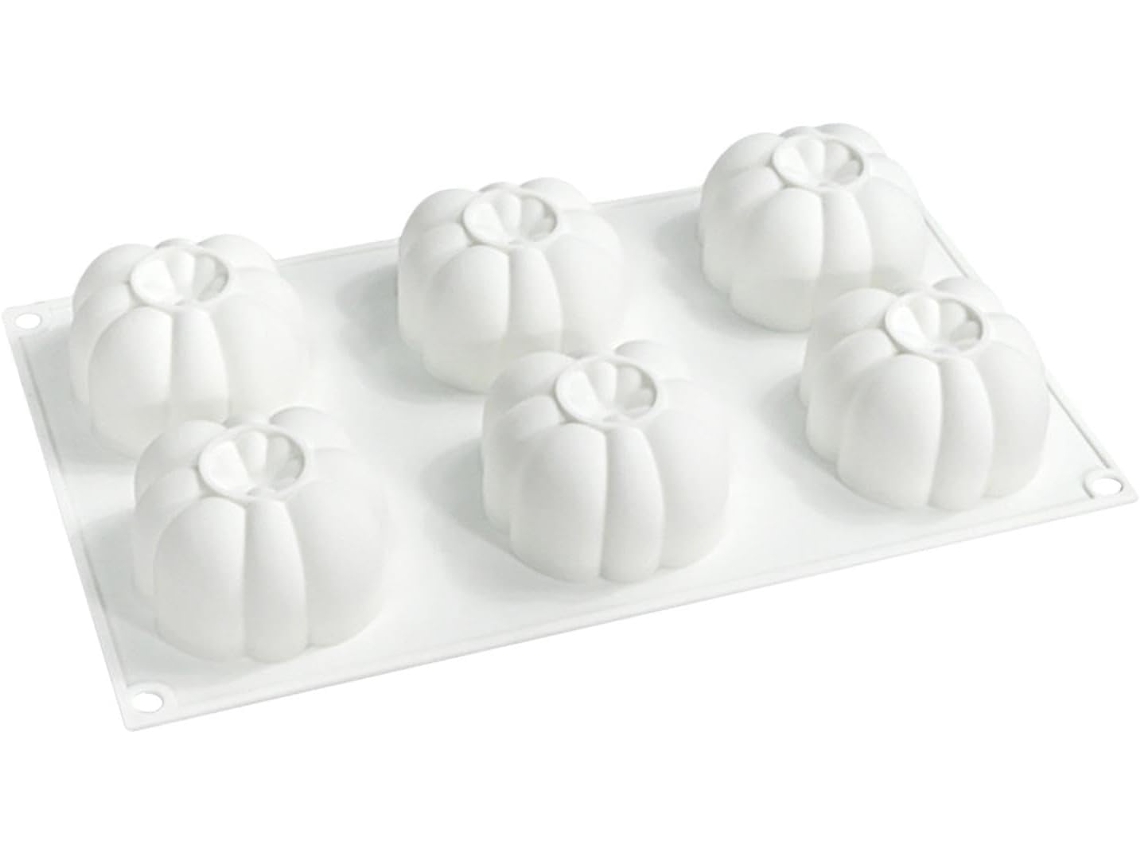 Forma De Silicone Em Formato De Abóbora Com 6 Cavidades E Fácil Desenformar.