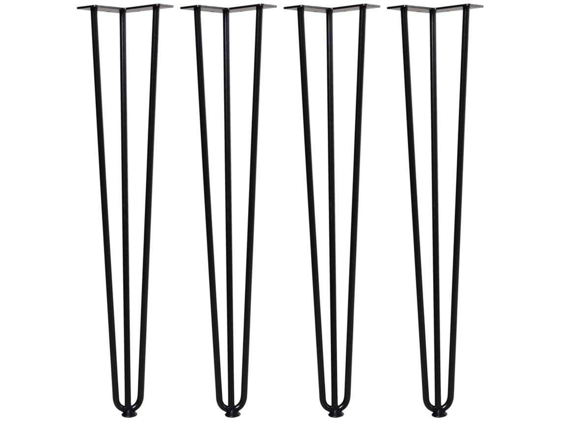 Pés de Mesa Aço Cor Preto 12x12x71 cm Homcom