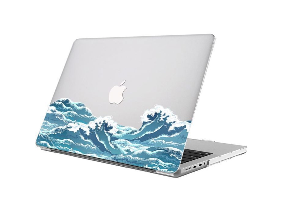 Capa Protetora Booling Para Macbook Air De 15 Polegadas - Ultrafina - Antiderrapante - Estampa Ondulada Azul