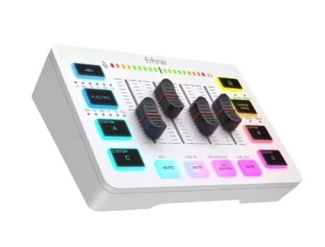 Misturador Áudio Gaming Branco FIFINE Sc3 Podcast Rgb Xlr