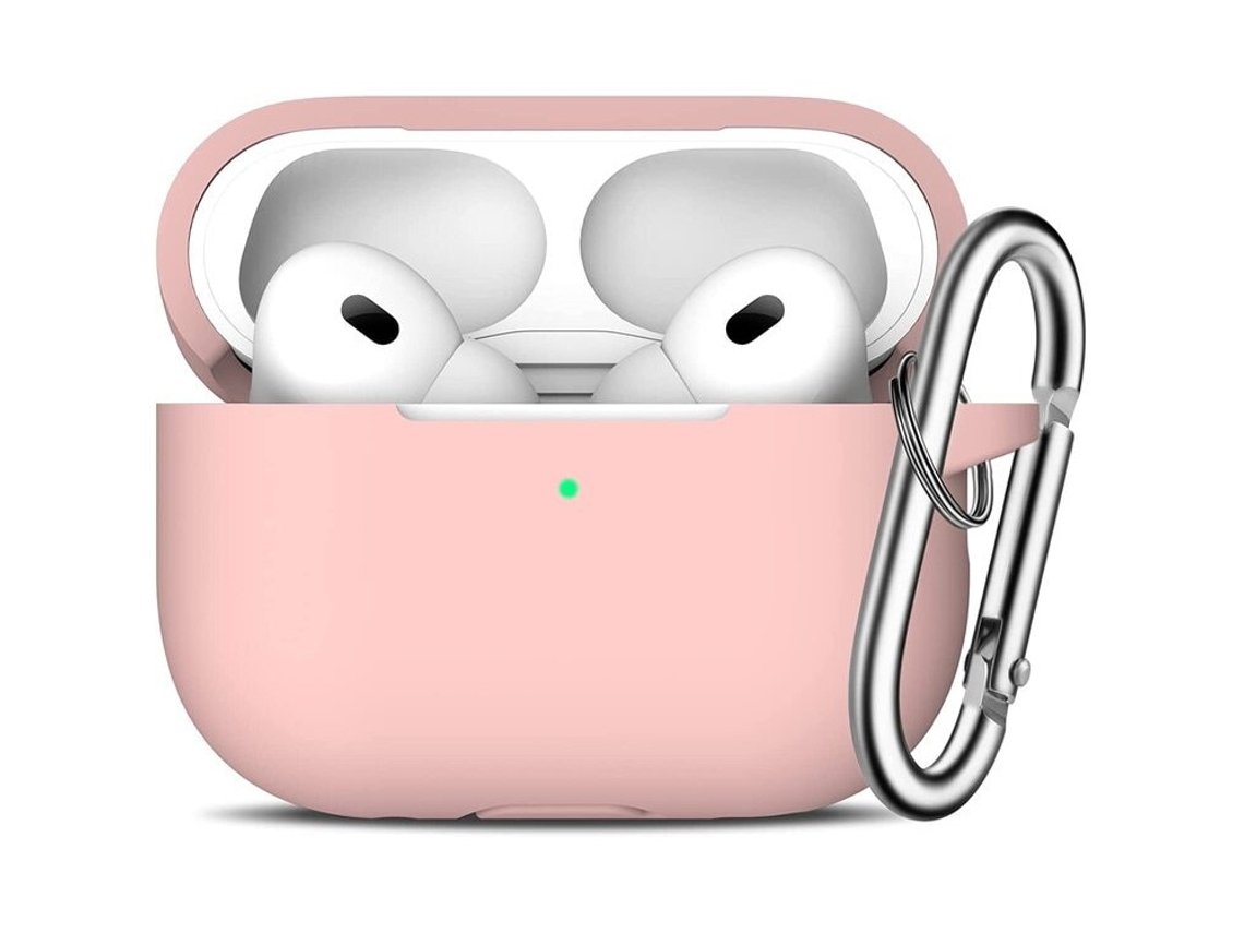 Capa Zruxe Para Airpods Pro 1/2 Silicon Macio Rosa (proteção Integral, Breloc Carabina, Carregamento Sem Fios)
