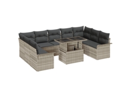 Conjunto 10 Conjunto De Jantar Para Exterior Vidaxl Cinzento-claro Vime Pe (100 X 55 X 73 Cm)