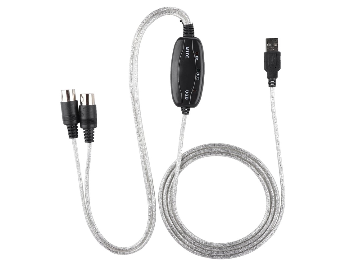 Cabo USB MIDI Lurelia, interface para teclados, pianos e sintetizadores, PC e computador.