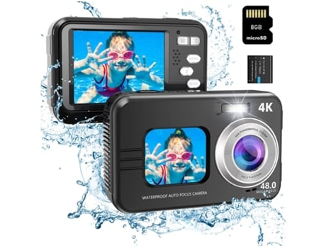 Câmara Digital Do Esporte VIGA EUROPE Wdc901 Waterproof 3.5M 4K 48Mp com Foco Automático Zoom 16X 2 8 Polegadas 8G- Preto