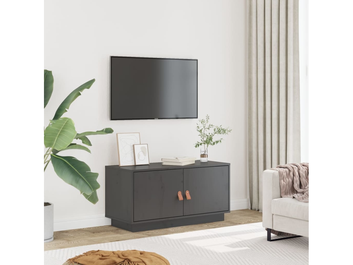 Vidaxl Móvel De Tv 80x34x40 Cm Madeira De Pinho Maciça Cinzento