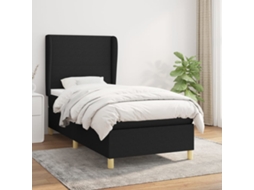 Cama De Solteiro | Camas Para Quarto | Cama Com Molas/colchão 90x200 Cm Tecido Preto