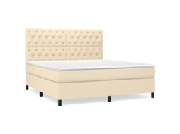 Cama com Molas/colchão 160x200 Cm Tecido Cor Creme MAISON EXCLUSIVE