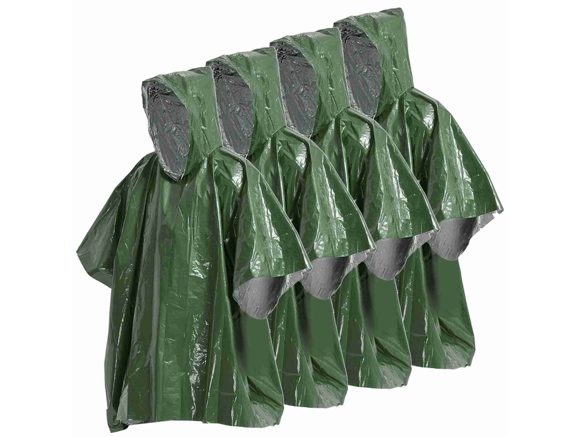 4 Ponchos Emergência Impermeáveis Sobrevivência Camping