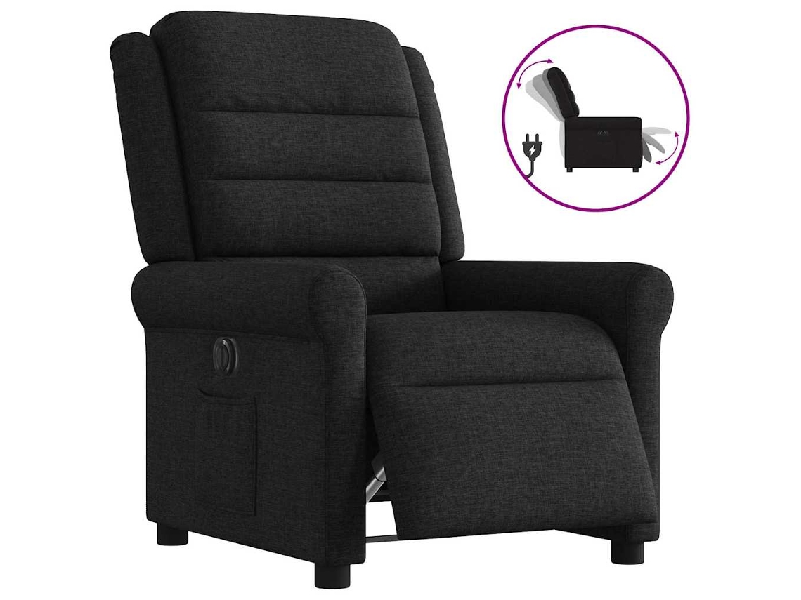 Vidaxl Poltrona Elétrica Reclinável Tecido Preto