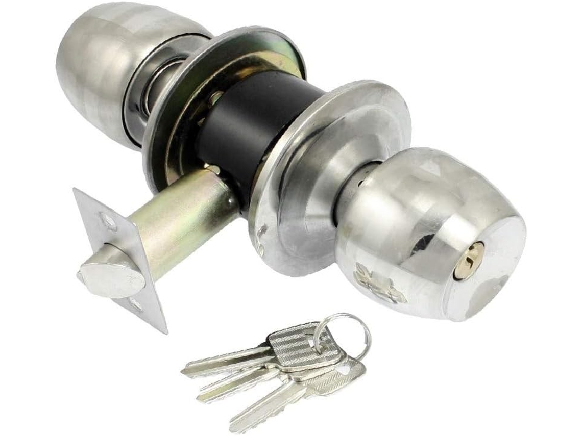 Nova Fechadura Cilíndrica Para Porta De Banheiro Lon0167 Em Aço Inoxidável Prateado, Confiável E Eficaz, Com 3 Chaves Id
