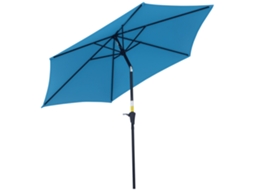 Guarda Sol de Jardim com Manivela e Cabeça Basculante em Alumínio e Poliéster 2,6x2,4 M Azul S/MARCA