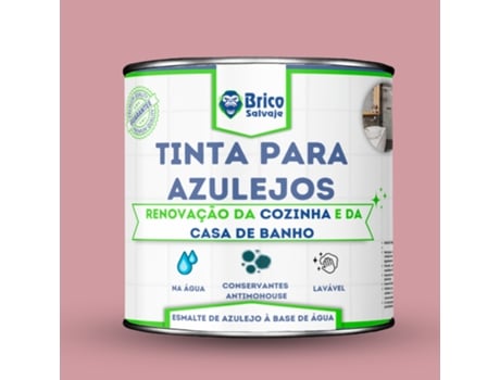 Tinta para azulejos COR ROSA-PÓ SATINADO 4 L BRICOSALVAJE, Conservante anti-mofo, fácil aplicação