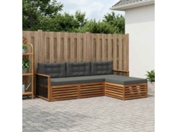 Vidaxl Conjunto De Sofás Para Exterior 4 Unid. Natural E Antracite