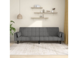 Vidaxl Sofá-cama 2 Lugares Com Duas Almofadas Tecido Cinzento-claro