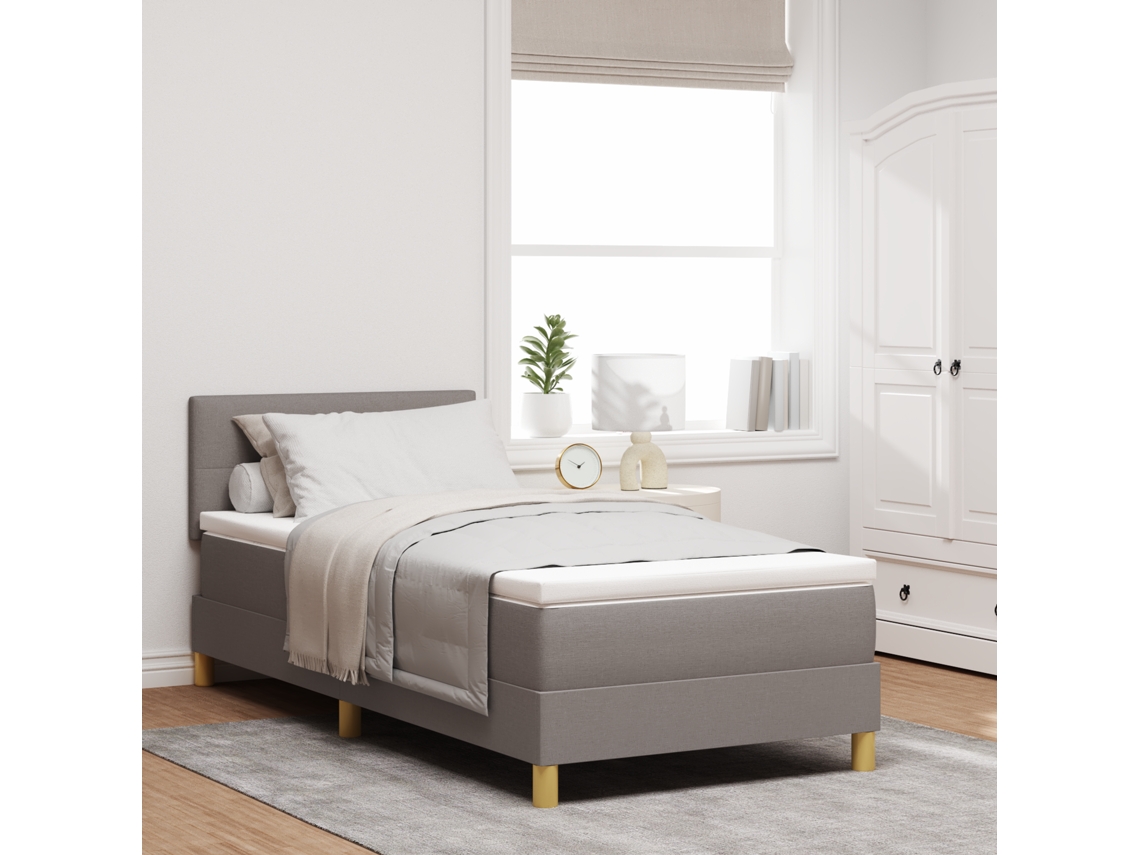 Cama Box Spring Com Colchão Taupe 90x200 Cm Tecido
