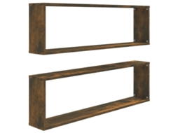 Wall Cube Shelf, Wall Cube Shelves Vidaxl Marrom Madeira Processada (100 X 15 X 30 Cm)