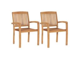 Vidaxl Cadeiras De Jantar Jardim Empiháveis 2 Pcs Madeira Teca Maciça