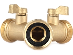 Divisor De Mangueira Latão Com Conector 2 Vias, Válvula Esfera,