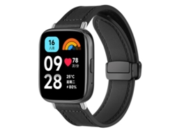 Bracelete para Redmi Watch 3 Active / Lite Fivela Magnética Estampa Crazy Horse Preta XIAOMOYU