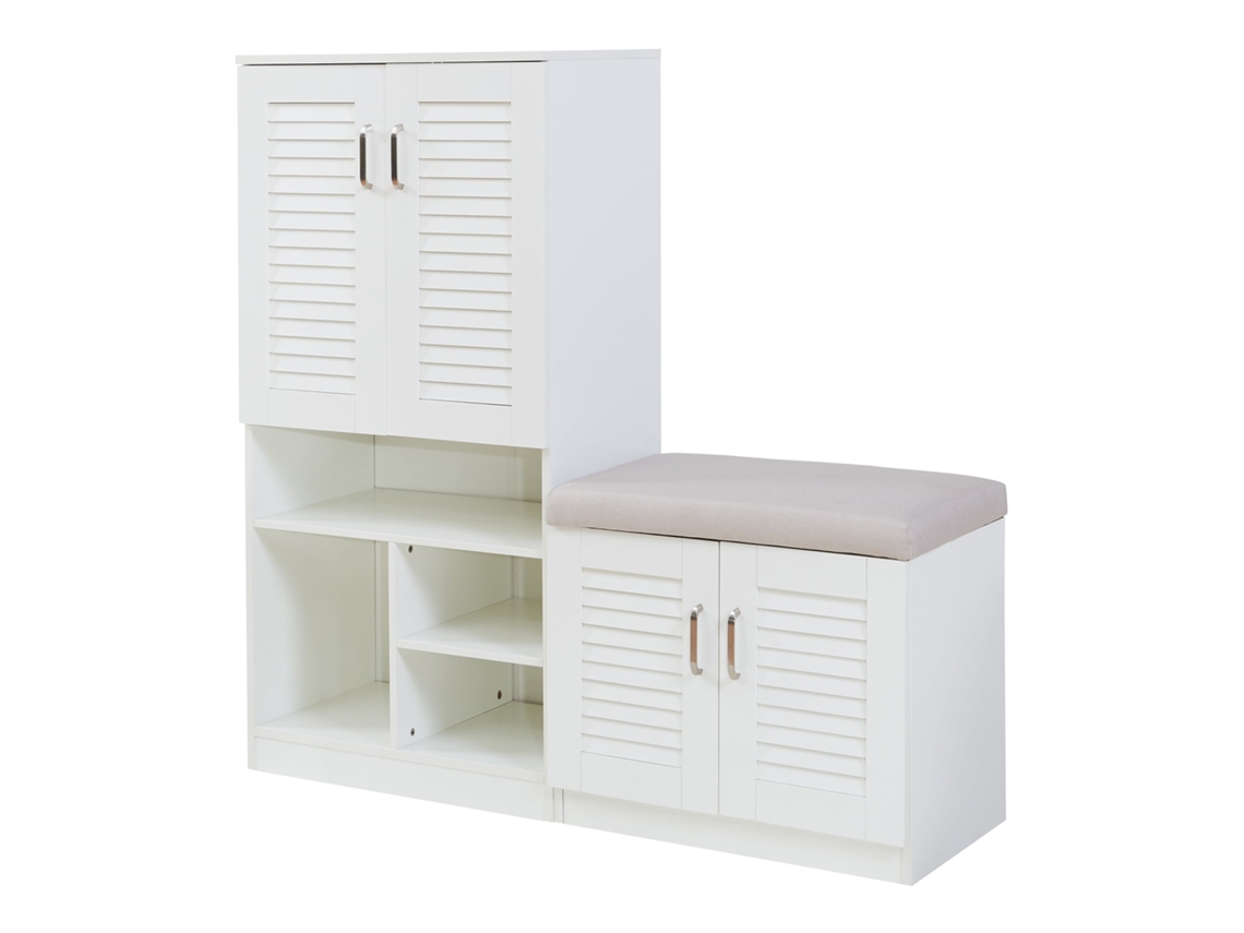 Sapateira Løten com 4 portas e 7 prateleiras 120x37x120 cm branco EN.CASA