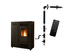 Salamandra A Pellets Slim Astral 12,2 Kw Preto Sannover Kit De Instalação