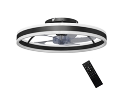 Ventilador de Teto com Luz Led 6 Velocidades,motor Reversível e Controle Remoto 45w Ø50x13.5cm Preto BTFORUS