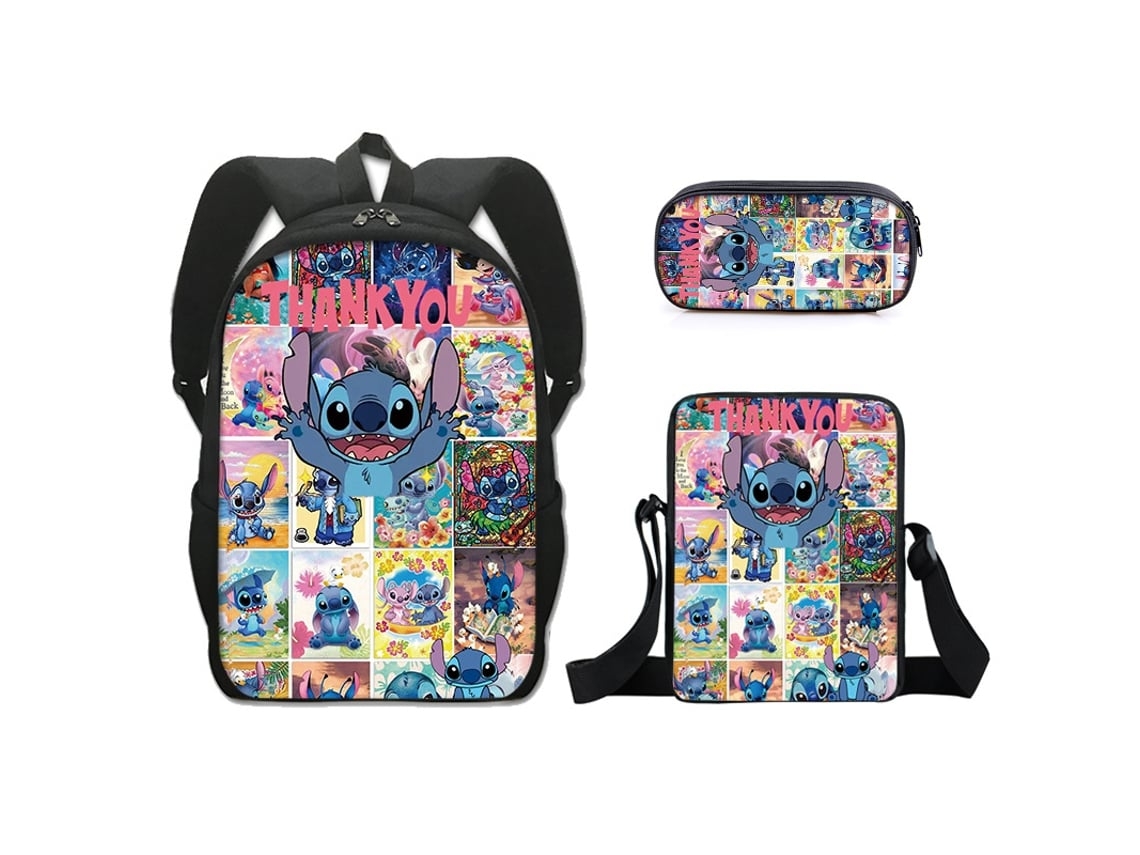 Mochila  De Estudante Stitch Conjunto De Três Peças 16 Poldas3*