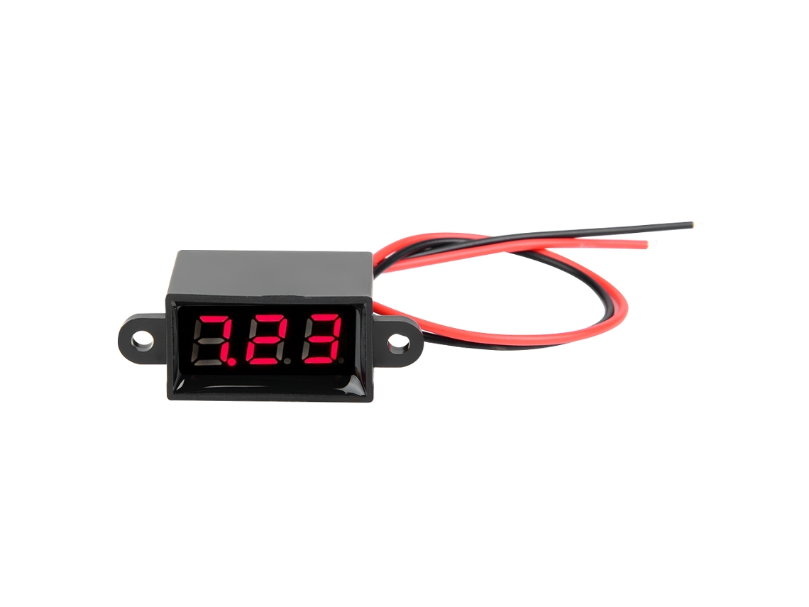 Yuru voltímetro Digital de 0.28 Polegadas com Display Led Vermelho, 3.0 30v Cc, Dois Fios, À Prova D'água