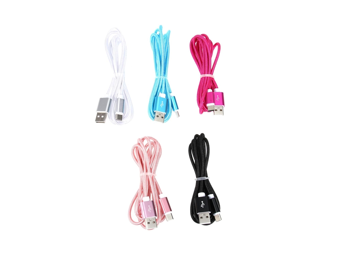 Cabo Usb Tipo C Original De 5 Peças, Nylon Trançado Durável,