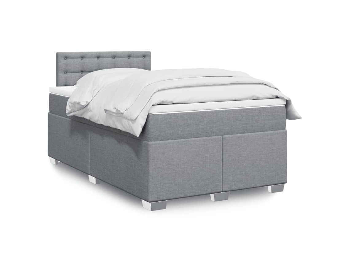 Vidaxl Cama Com Molas/colchão 120x200 Cm Tecido Cinza-claro