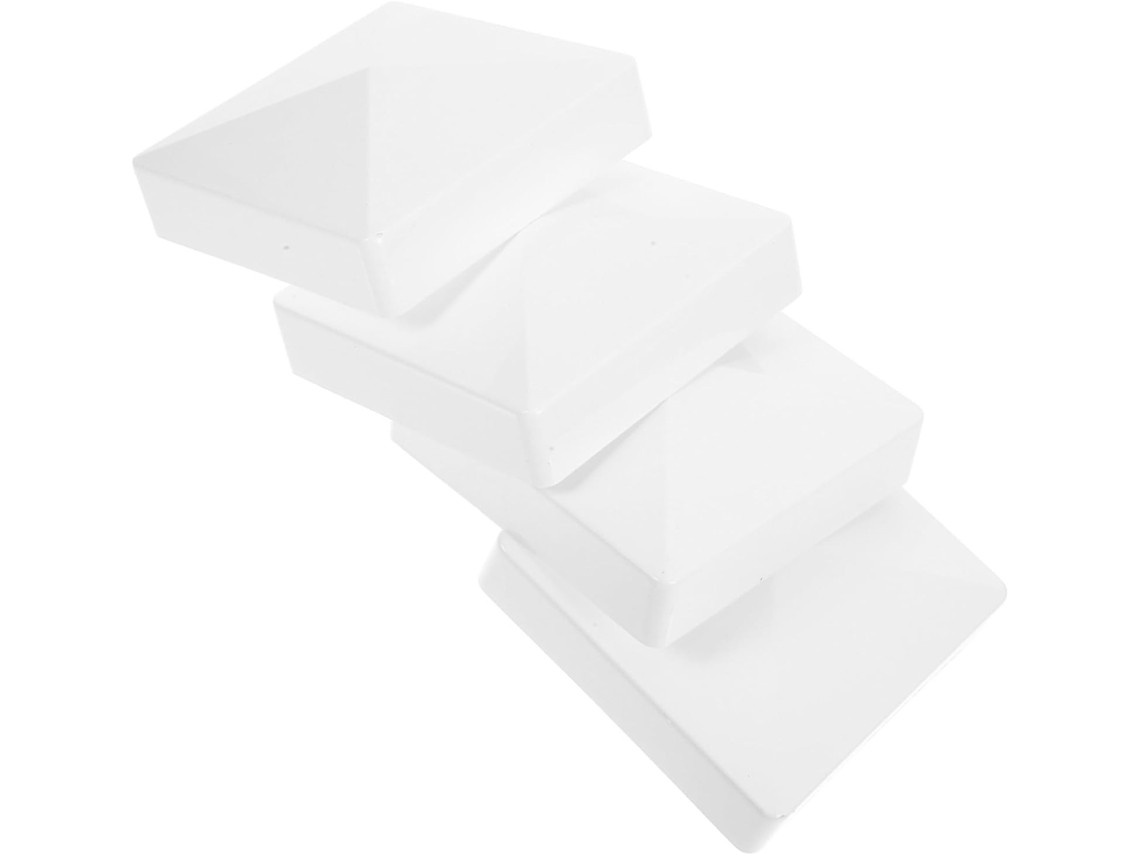 Conjunto De 4 Tampas De Poste De Cerca Em Plástico Abs Branco, Impermeáveis E