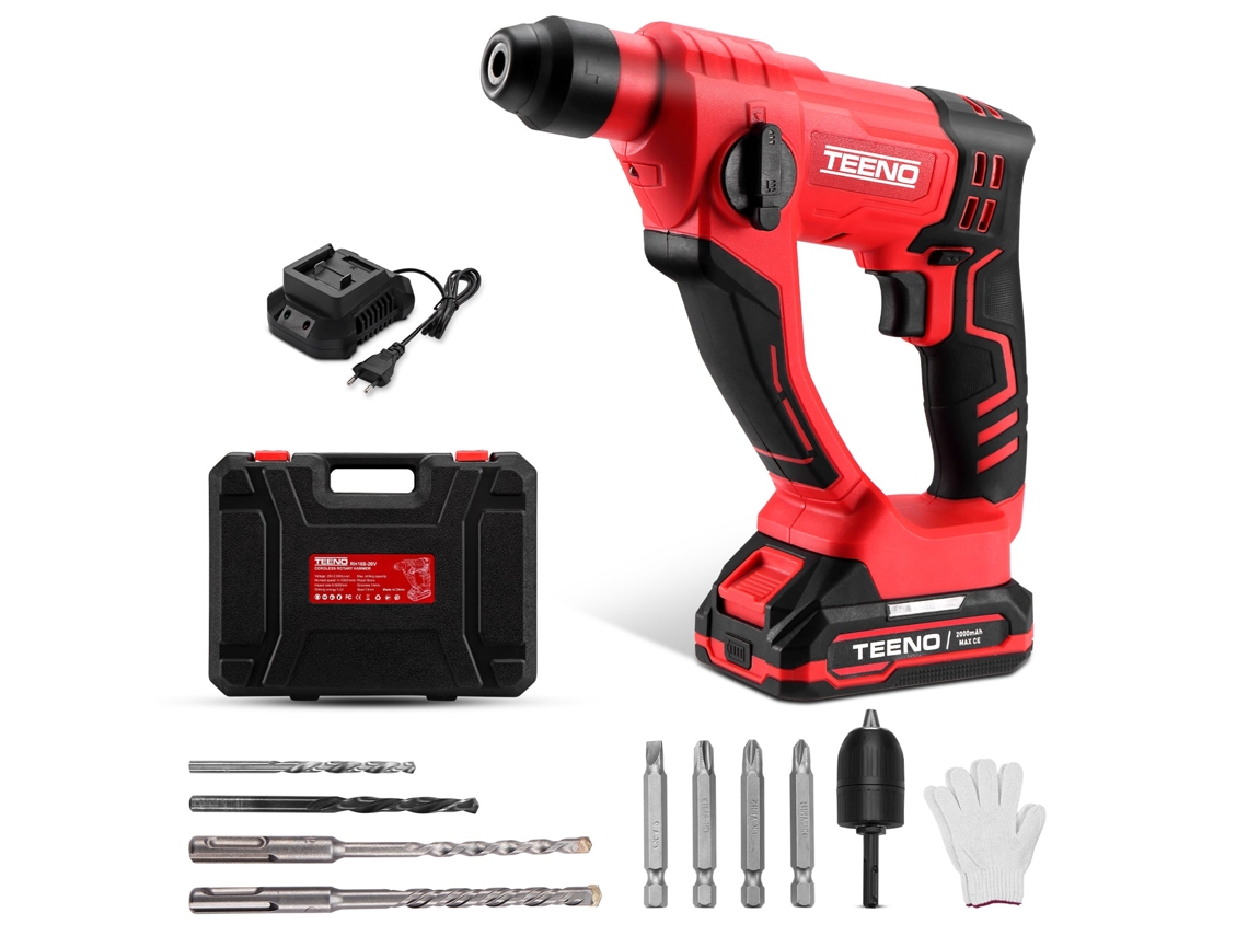 Furadeira De Impacto Sem Fio Sds-plus 20v, Φ14 Mm, Para Concreto, 1000 Rpm, Luz De Trabalho Led, 1 Bateria De 2,0ah