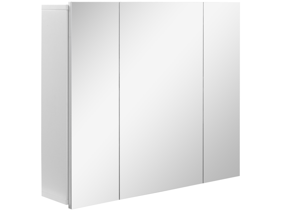 Armário De Casa De Banho Com 3 Portas Espelhadas E Prateleiras Internas Ajustáveis, 70x15x60 Cm, Branco