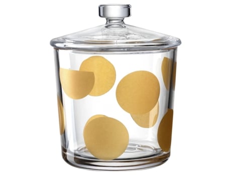 Bomboneira LEONARDO (Vidro - Transparente / dourado - 12,8 x 12,8 x 16 cm)