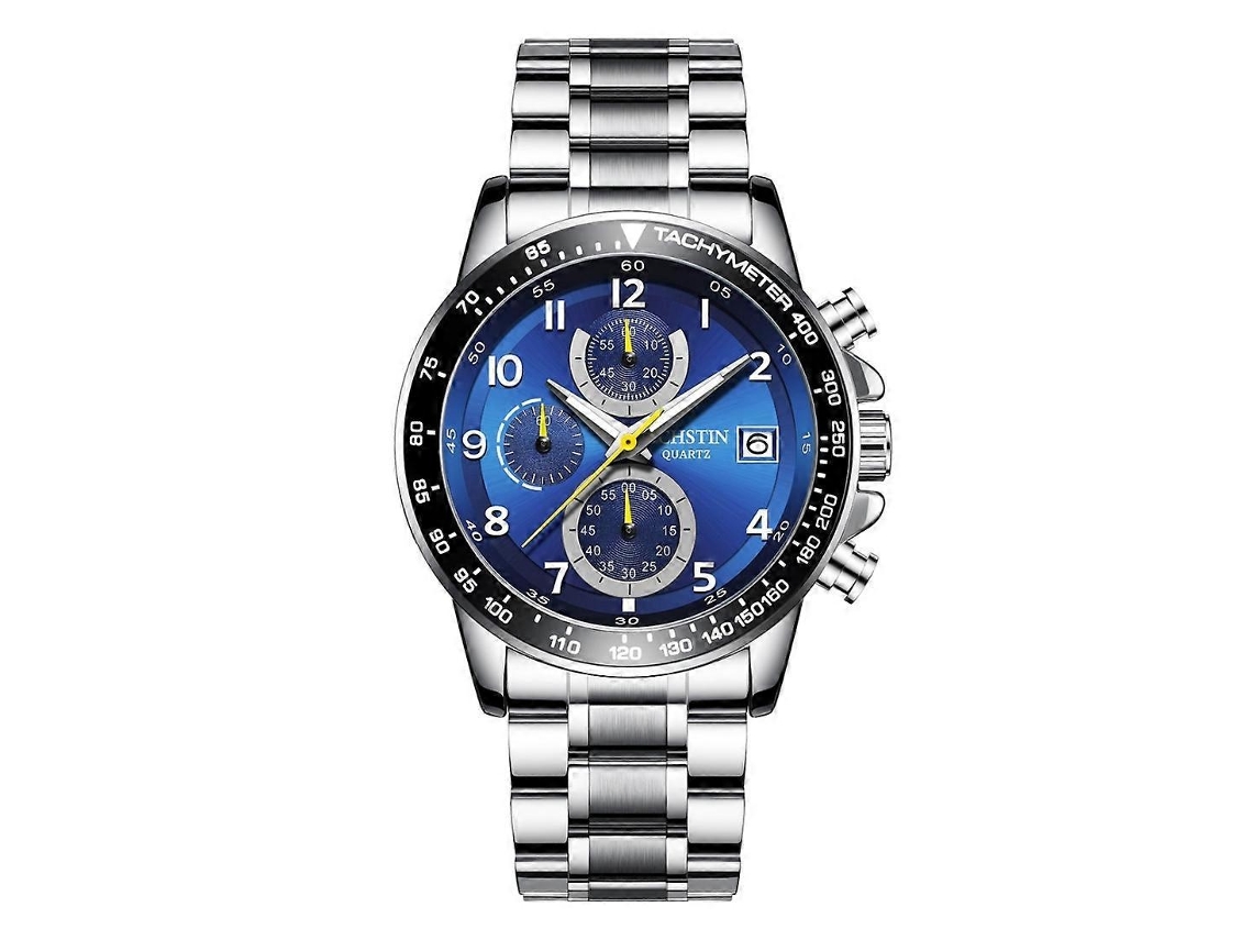 Lurelia Relógio Masculino, Modelo 6112, Movimento De Quartzo, Data/calendário, Luminoso, Duplo Fuso/mostrador, Aço Inoxidável, Resistente À Água