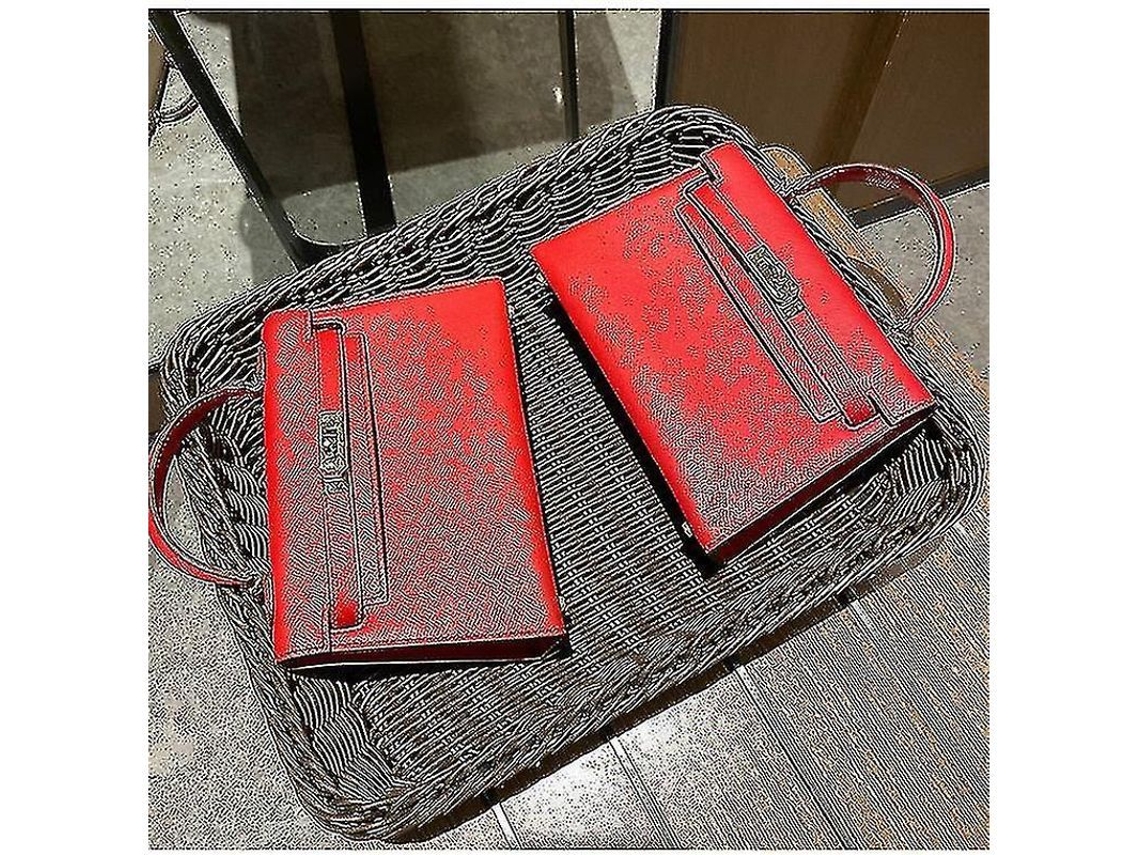 Bolso De Cuero Kelly Mini Generación 2 Para Mujer De Mano O Bandolera Con Cierre Y Asa Suave 25*8*19cm Rojo