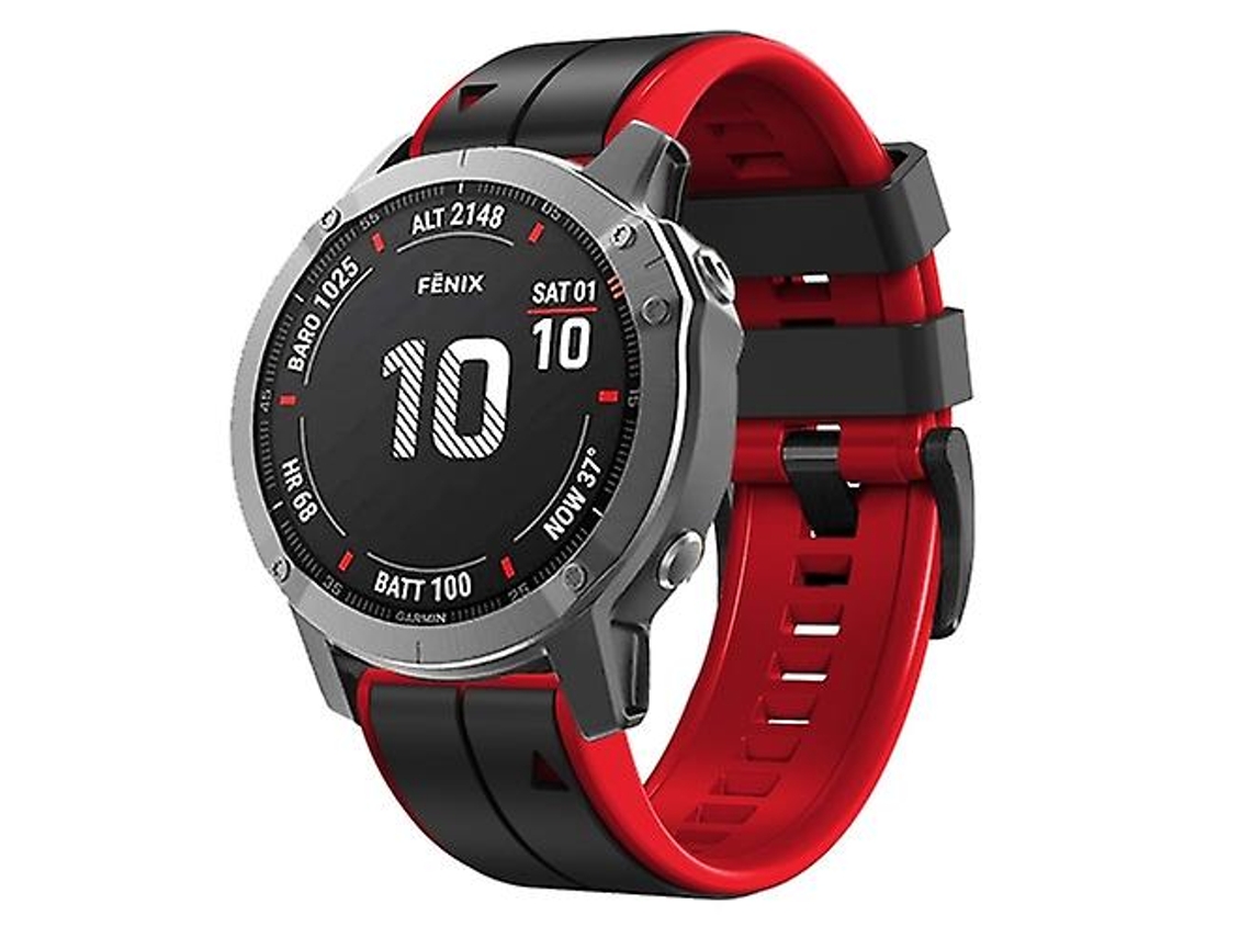 Bracelete de Smartwatch para Garmin Fenix 6X Pro 22Mm Silicone Esportes Pulseira de Relógio de Preto-Vermelho VENISYMLIS