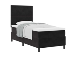 Cama De Solteiro | Camas Para Quarto | Cama Box Com Colchão Com Cabeceira Preto 80 X 200 Cm Tecido