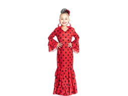 Fato de Sevilhana vermelha com bolinhas pretas para menina