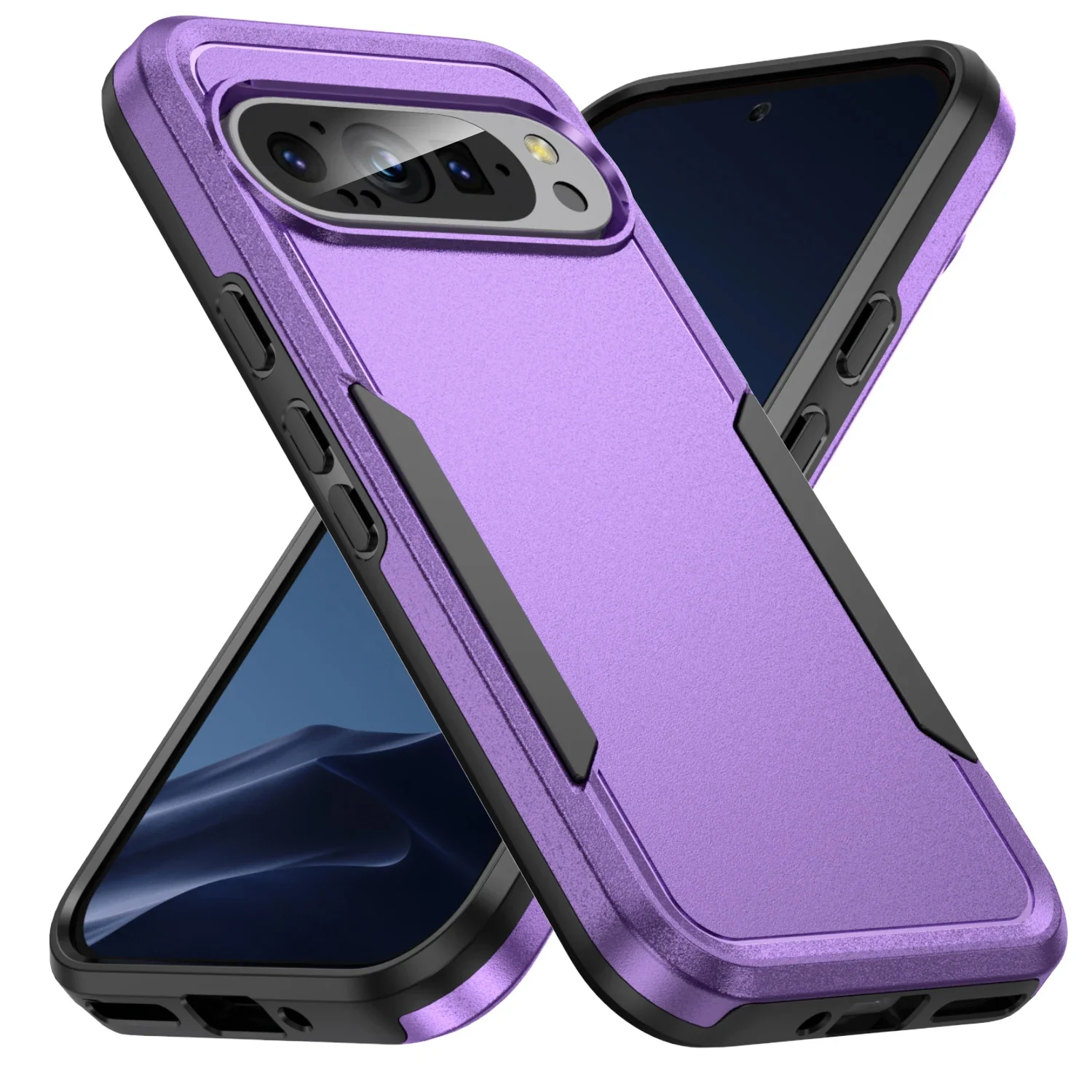 (roxo, Google Pixel 6a) Capa De Celular De Luxo Com Dupla Camada À Prova De Choque, Capa Protetora Rígida E Resistente Em Cor Sólida.