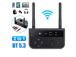 Transmissor E Receptor De Áudio Bluetooth 5.3 De Longo Alcance Para Tvs E Sistemas De Som Domésticos.